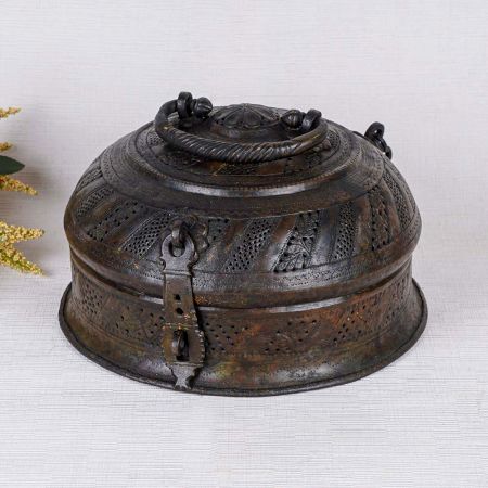 Luxury Brass Jewelry Box in Dark Brown Finish